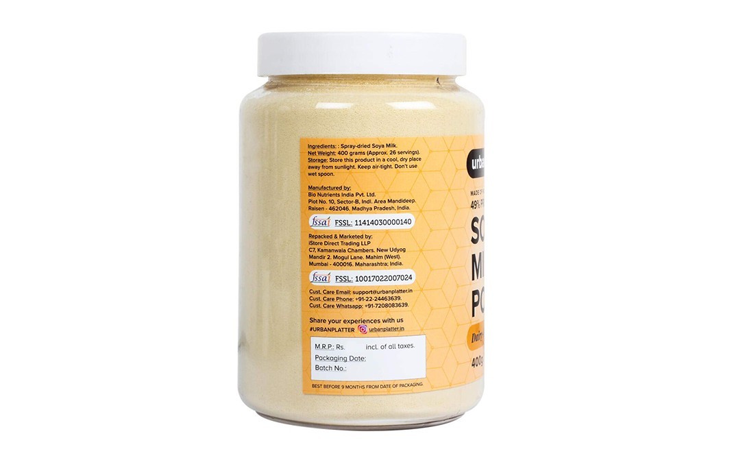 Urban Platter Soy Milk Powder    Plastic Jar  400 grams